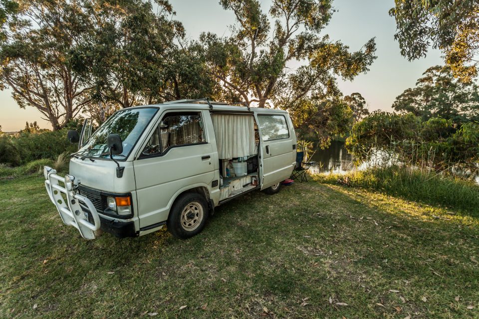 Our Van Gerty Camped Out By The River