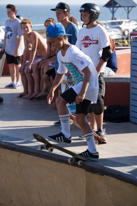 Young Skater Dropping In Merewether Australia