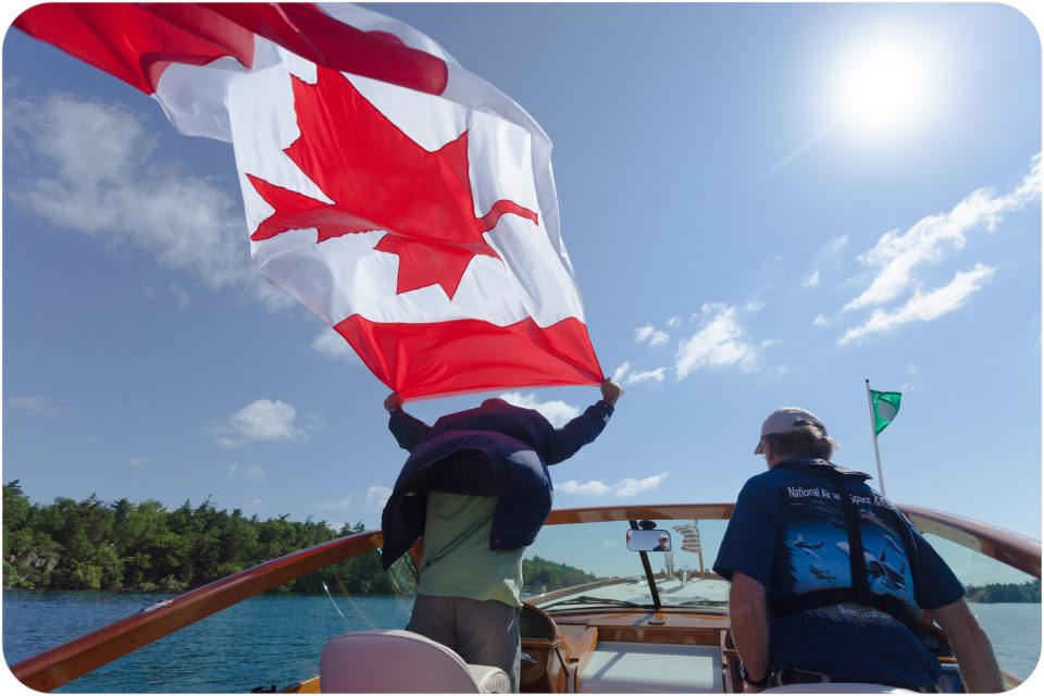 Boating on Canada Day with Canadian Flag