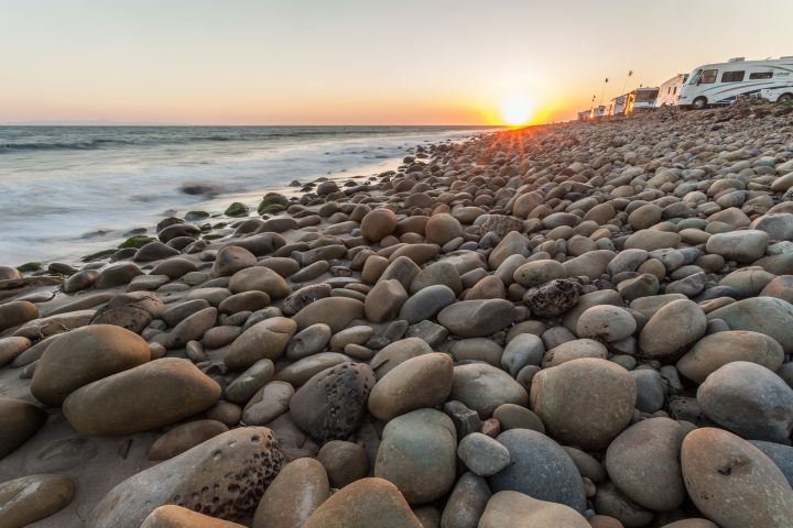 Sunset and RVs At The Beach