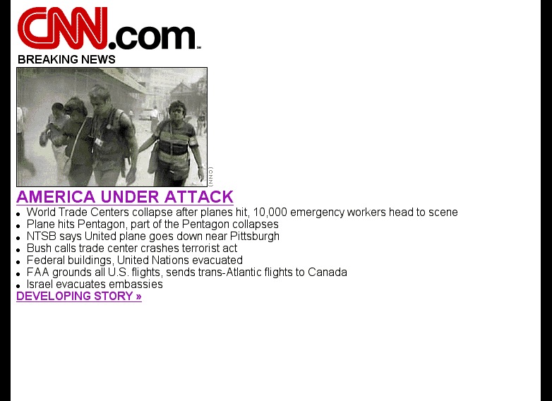 CNN Website Screenshot September 11th 2001 159