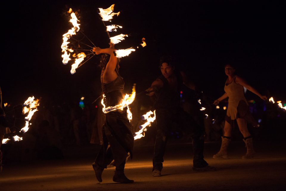 Radiant Heat Fire Whip / Wrap And Fire Dancers Burning Man 2013