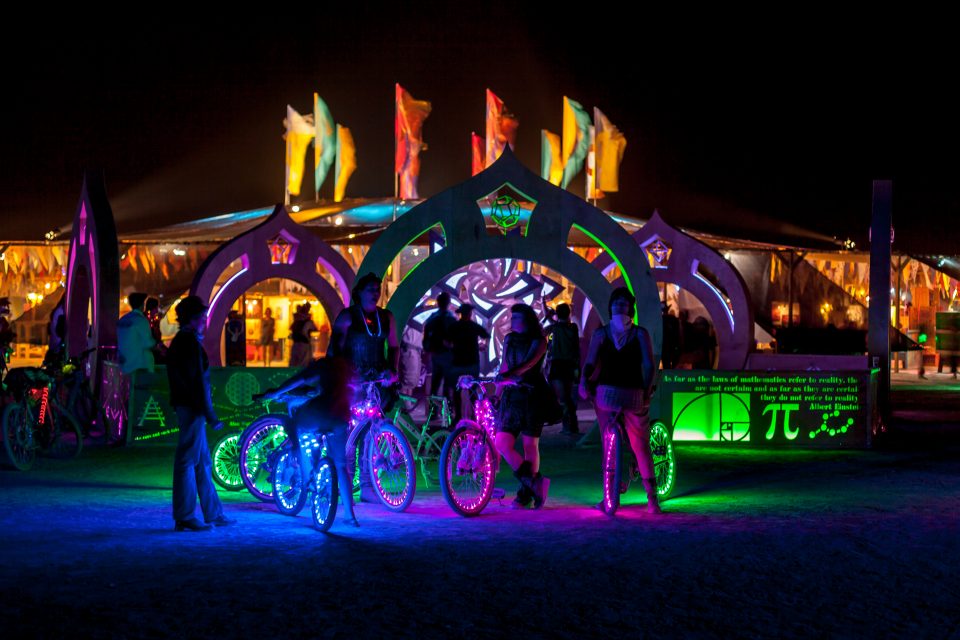 Center Camp At Night Burning Man 2013