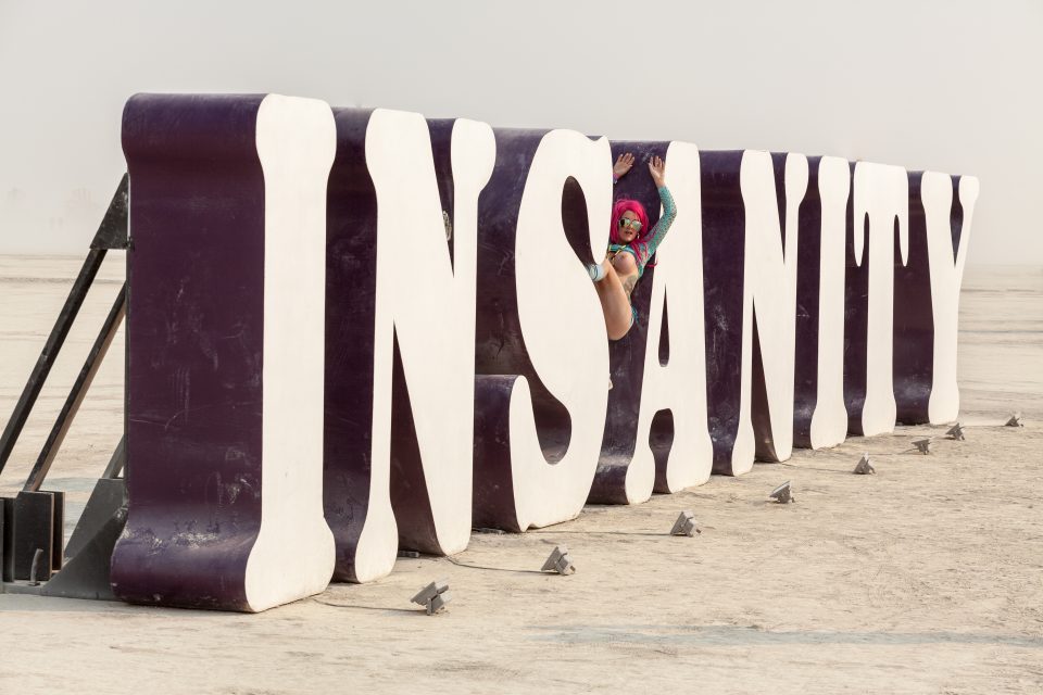 Insanity Sign Burning Man 2013