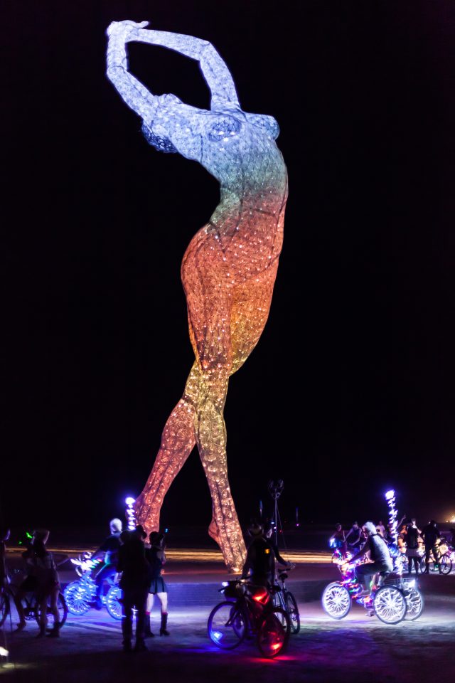 Truth Is Beauty Statue At Night Burning Man 2013