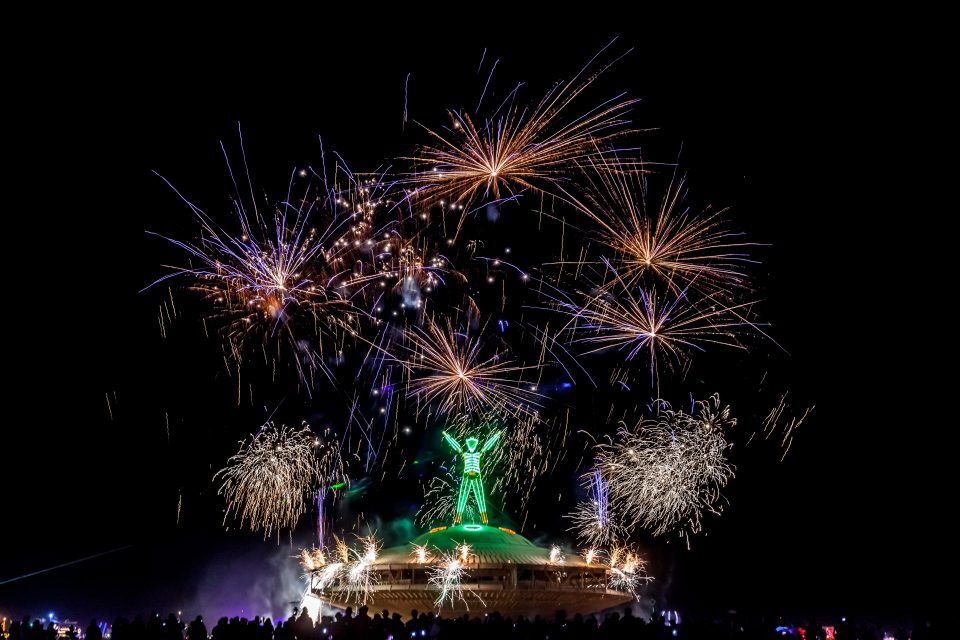 Fireworks Light Up The Sky At The Man Burn Burning Man 2013