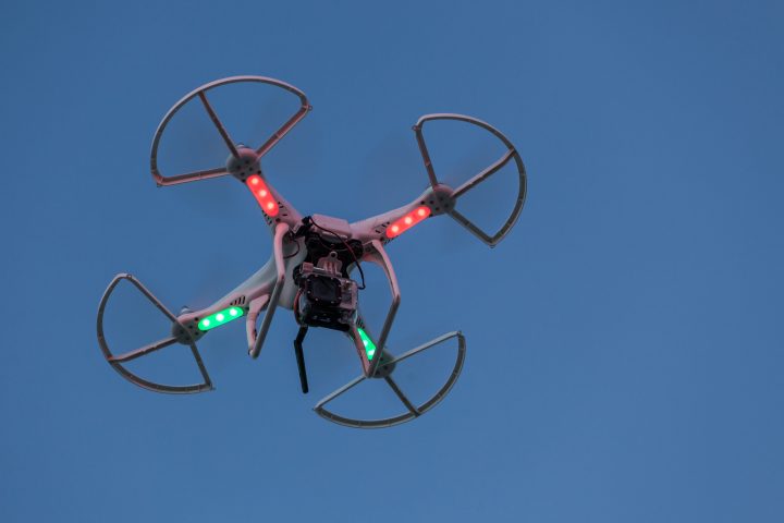 Quadcopter Drone With LED Lights And A Go Pro Burning Man 2013