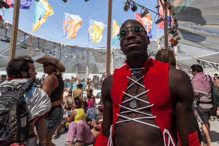 Young Man At Center Camp Burning Man 2013