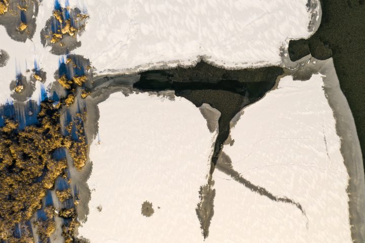 Abstract Aerial with Snow Tracks
