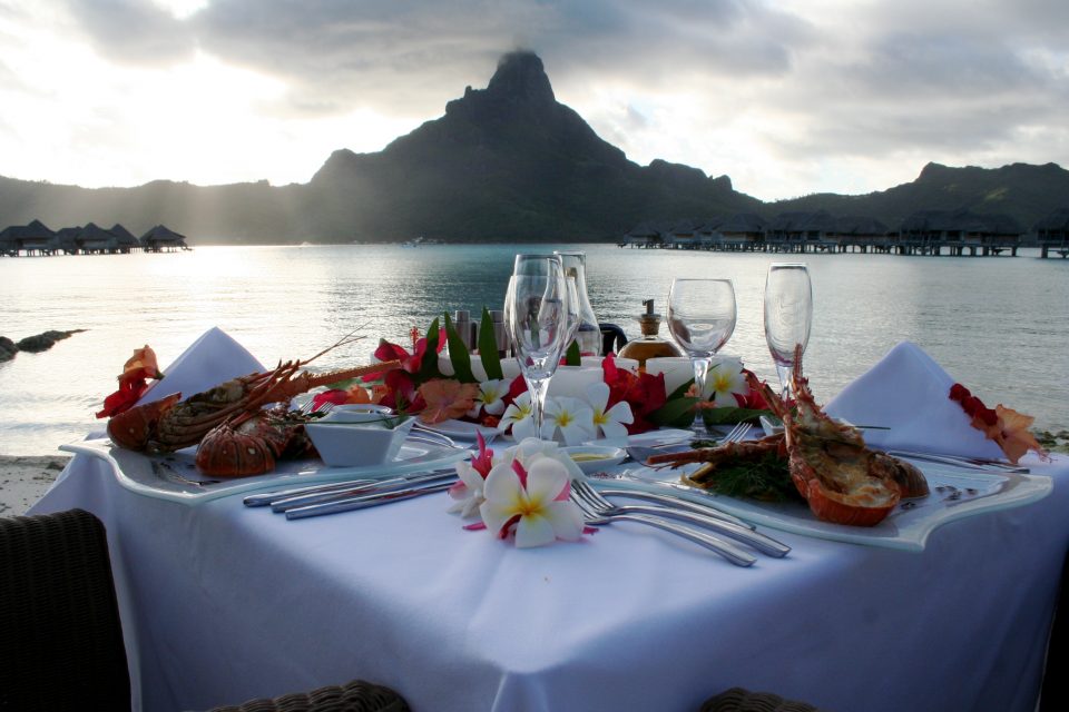 Bora Bora Dining and Food at Sunset