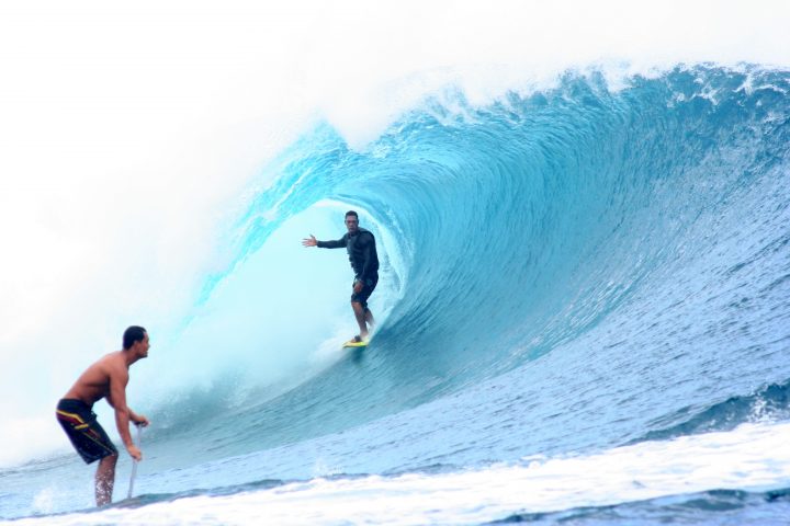 Surfer in the barrel