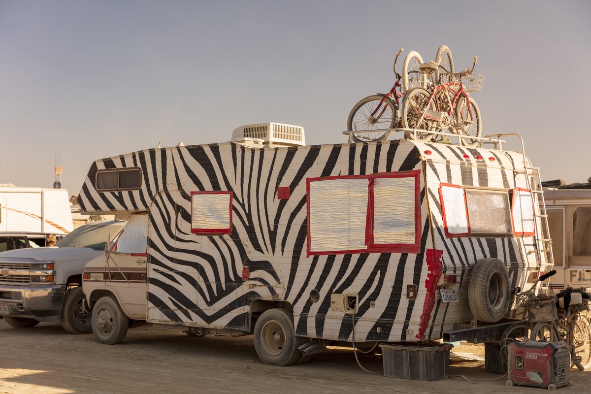 RV with Zebra paint job.