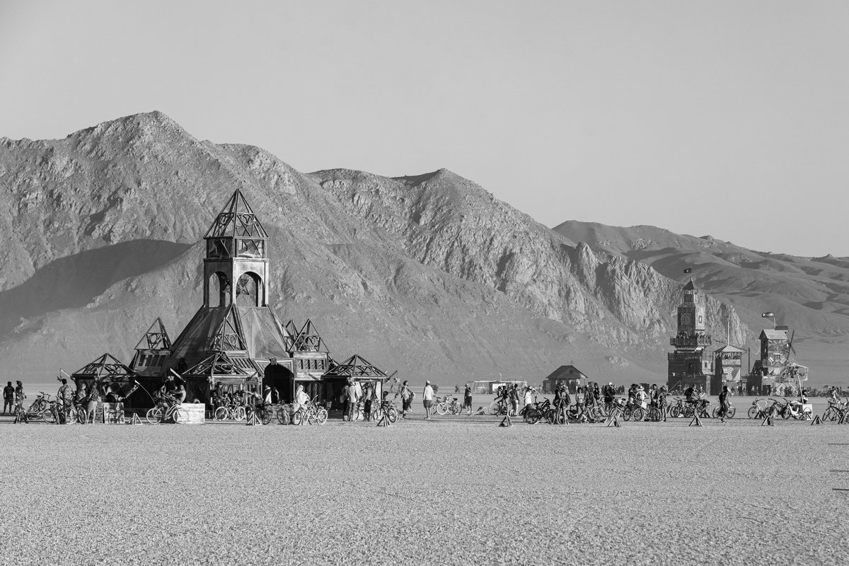 The Shrine of Sympathetic Resonance, the Folly, and Old Razorback in Black and White