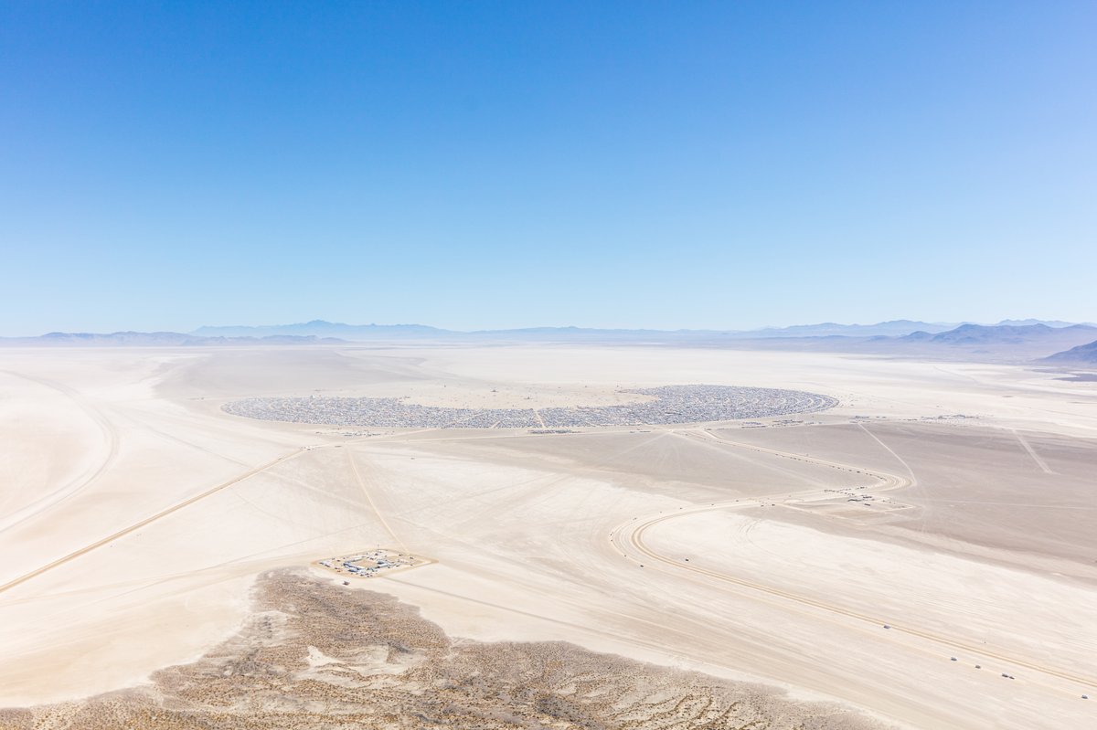 Burning Man 2019 Aerial Photo. I shot this while hanging out the window of a small Cessna. The image was shot on Friday August 31, 2019. Thank you to the pilot of the aircraft Purple Haze.