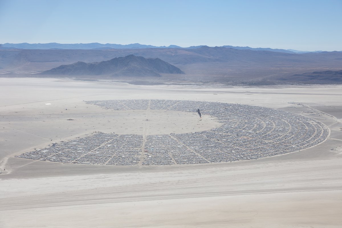 Burning Man 2019 Aerial Photo. I shot this while hanging out the window of a small Cessna. The image was shot on Friday August 31, 2019. Thank you to the pilot of the aircraft Purple Haze.