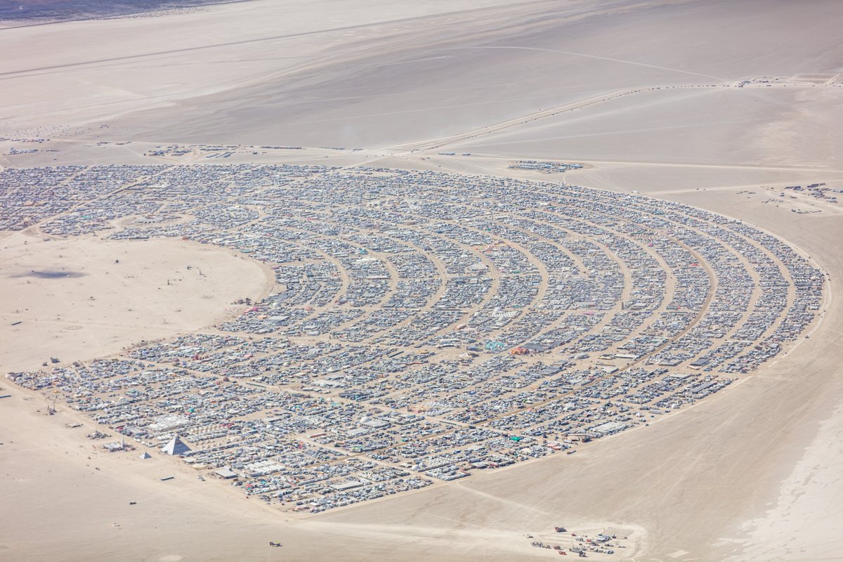 Burning Man 2019 Aerial Photo. I shot this while hanging out the window of a small Cessna. The image was shot on Friday August 31, 2019. Thank you to the pilot of the aircraft Purple Haze.