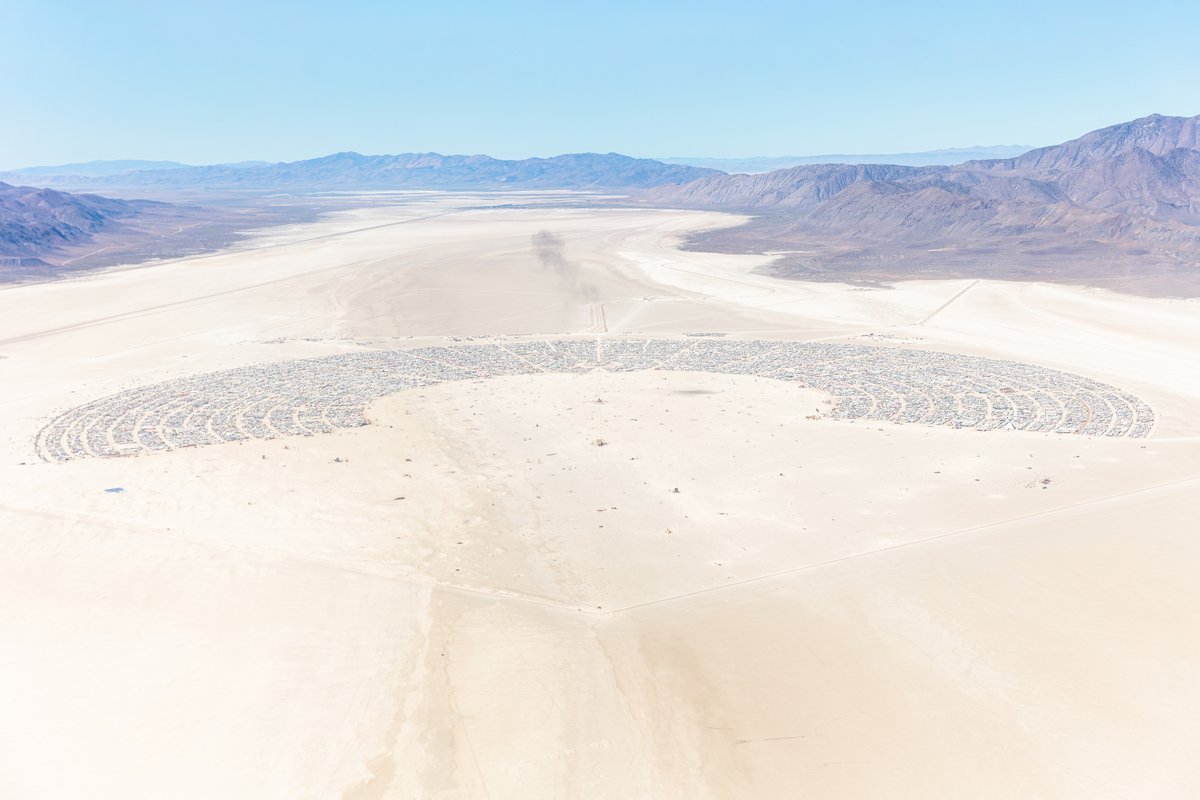 Burning Man 2019 Aerial Photo. I shot this while hanging out the window of a small Cessna. The image was shot on Friday August 31, 2019. Thank you to the pilot of the aircraft Purple Haze.