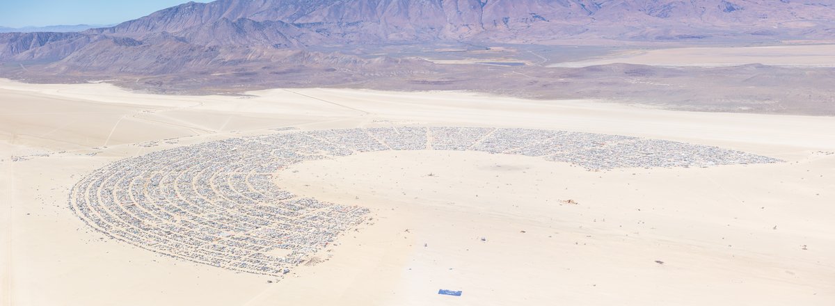 Burning Man 2019 Aerial Photo. I shot this while hanging out the window of a small Cessna. The image was shot on Friday August 31, 2019. Thank you to the pilot of the aircraft Purple Haze.