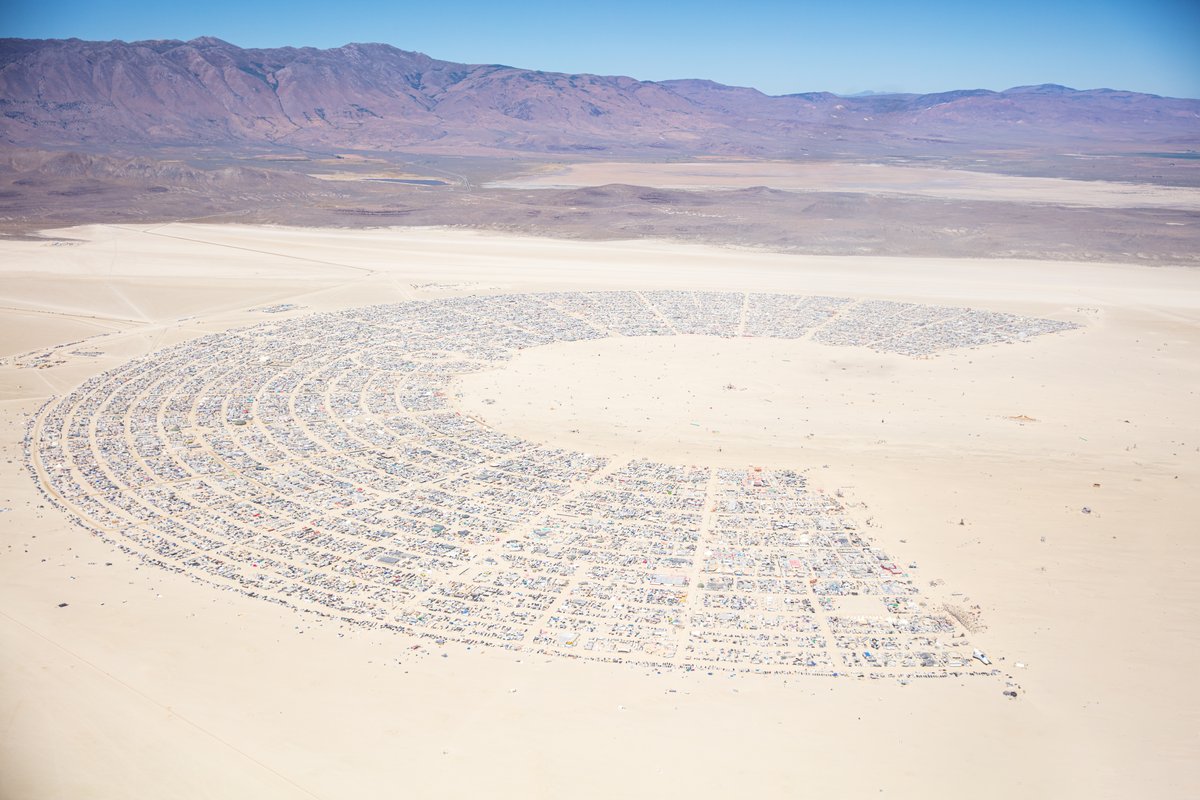 Burning Man 2019 Aerial Photo. I shot this while hanging out the window of a small Cessna. The image was shot on Friday August 31, 2019. Thank you to the pilot of the aircraft Purple Haze.