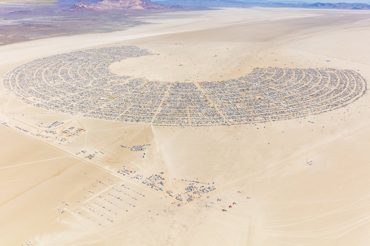 Burning Man 2019 Aerial Photo. I shot this while hanging out the window of a small Cessna. The image was shot on Friday August 31, 2019. Thank you to the pilot of the aircraft Purple Haze.