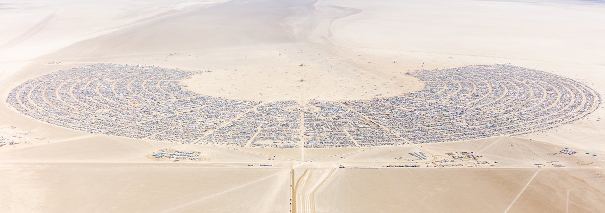Burning Man 2019 Aerial Photo. I shot this while hanging out the window of a small Cessna. The image was shot on Friday August 31, 2019. Thank you to the pilot of the aircraft Purple Haze.