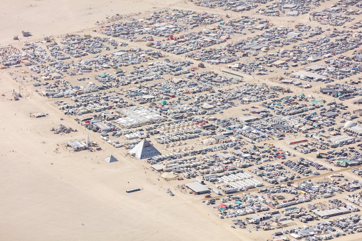 Burning Man 2019 Aerial Photo. I shot this while hanging out the window of a small Cessna. The image was shot on Friday August 31, 2019. Thank you to the pilot of the aircraft Purple Haze.