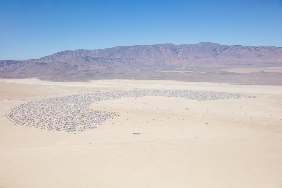 Burning Man 2019 Aerial Photo. I shot this while hanging out the window of a small Cessna. The image was shot on Friday August 31, 2019. Thank you to the pilot of the aircraft Purple Haze.