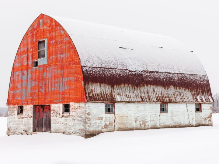 Snow Covered Orange Barn