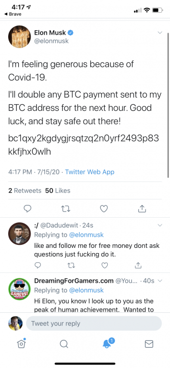Screenshots of Twitter Hack July 15 2020