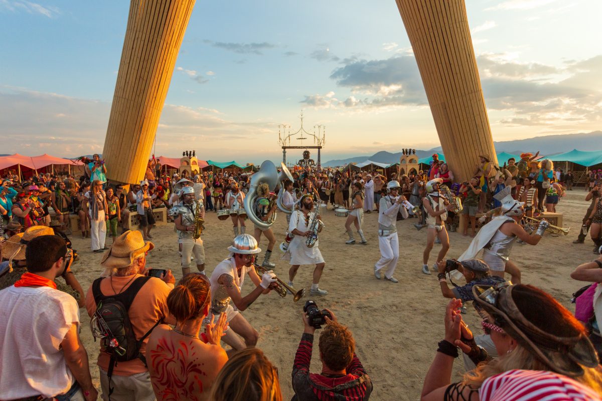 Musicians play at the Man  2014.