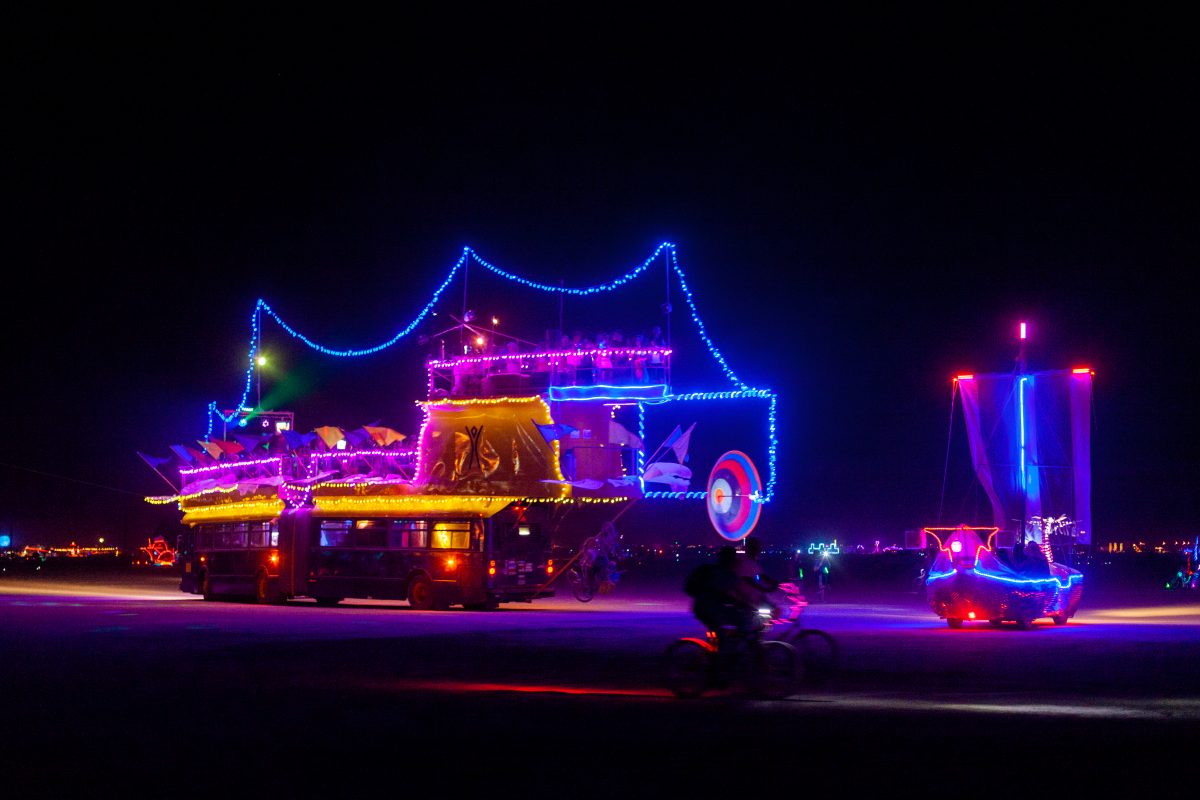 Mutant Vehicles on the Playa at Night