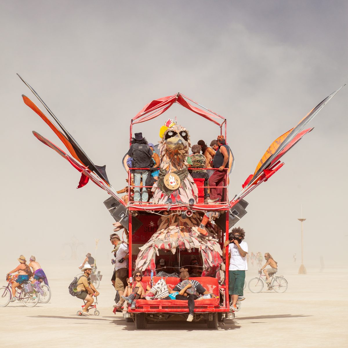 The SurlyBird double decker art car of Surly Camp and Tiny Bike Guy