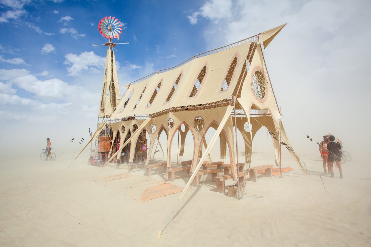 Prairie Wind Chapel from: Venice, CA year: 2015  Excavated from a dust bowl near the border of Oklahoma and Saskatchewan, the Prairie Wind Chapel was once the heart of the roving town of Aeolia until a tornado wiped it all from the map. As the sole remaining structure of this ghost town, the chap...