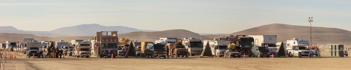 Vehicles Queue to enter Black Rock City