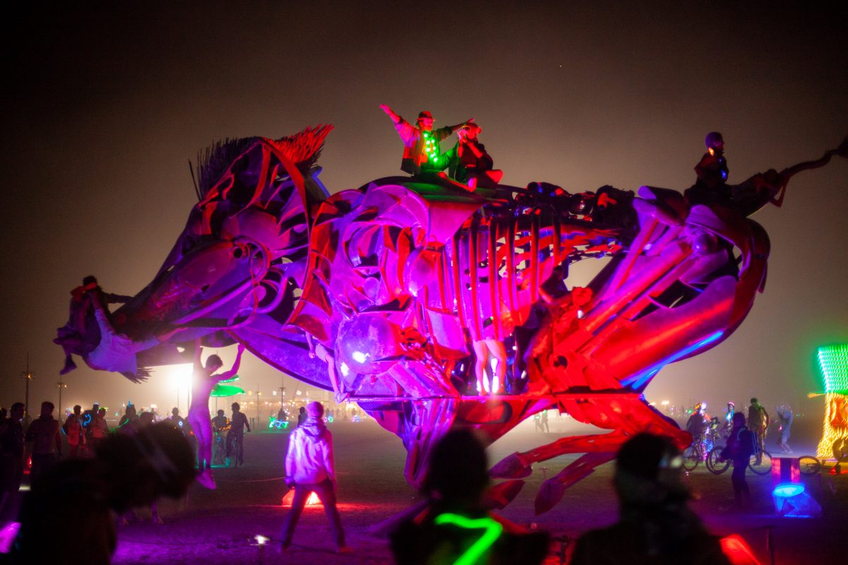 Lord Snort by Bryan Tedrick from: Glen Ellen, CA year: 2016  Lord Snort is a wild boar roughly 20′ tall and 30′ long which balances on a shaft, allowing it to rotate 360 degrees. Made of steel, it is rough and unbreakable and people can climb all over it. It will serve as a gathering point for un...