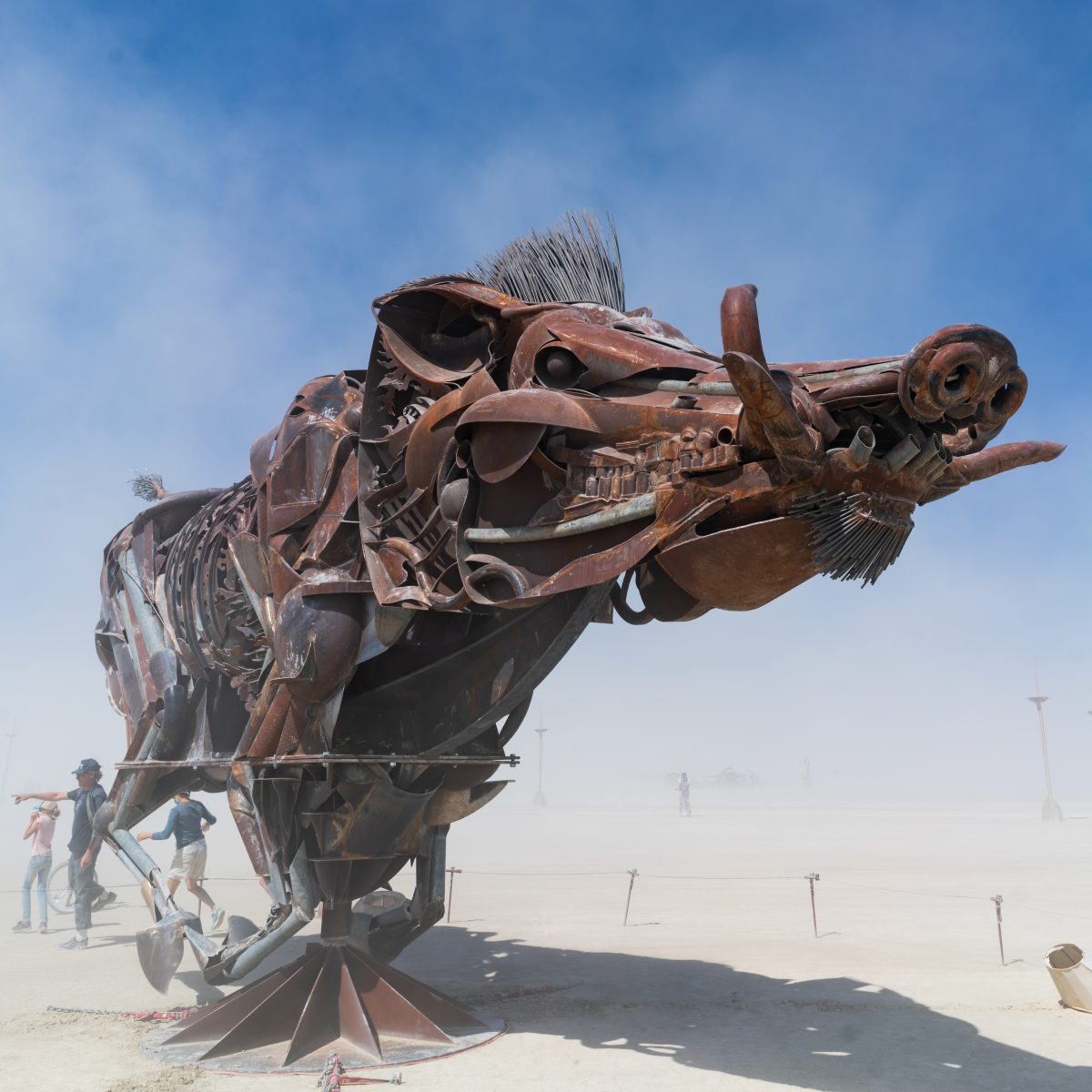 Lord Snort by Bryan Tedrick from: Glen Ellen, CA year: 2016  Lord Snort is a wild boar roughly 20′ tall and 30′ long which balances on a shaft, allowing it to rotate 360 degrees. Made of steel, it is rough and unbreakable and people can climb all over it. It will serve as a gathering point for un...