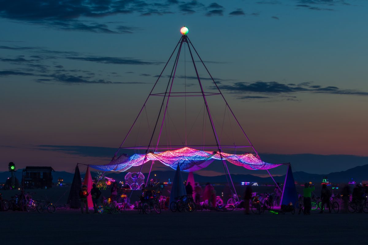 Firmament from: Oakland, CA year: 2016  A vast, overhead canopy of LEDs displays celestial, playful, psychedelic, majestic images while classical music emotionally supports an enveloping, comforting, communal environment below. URL: http://pbase.com/schardt/firmament Contact: firmament2016@schard...