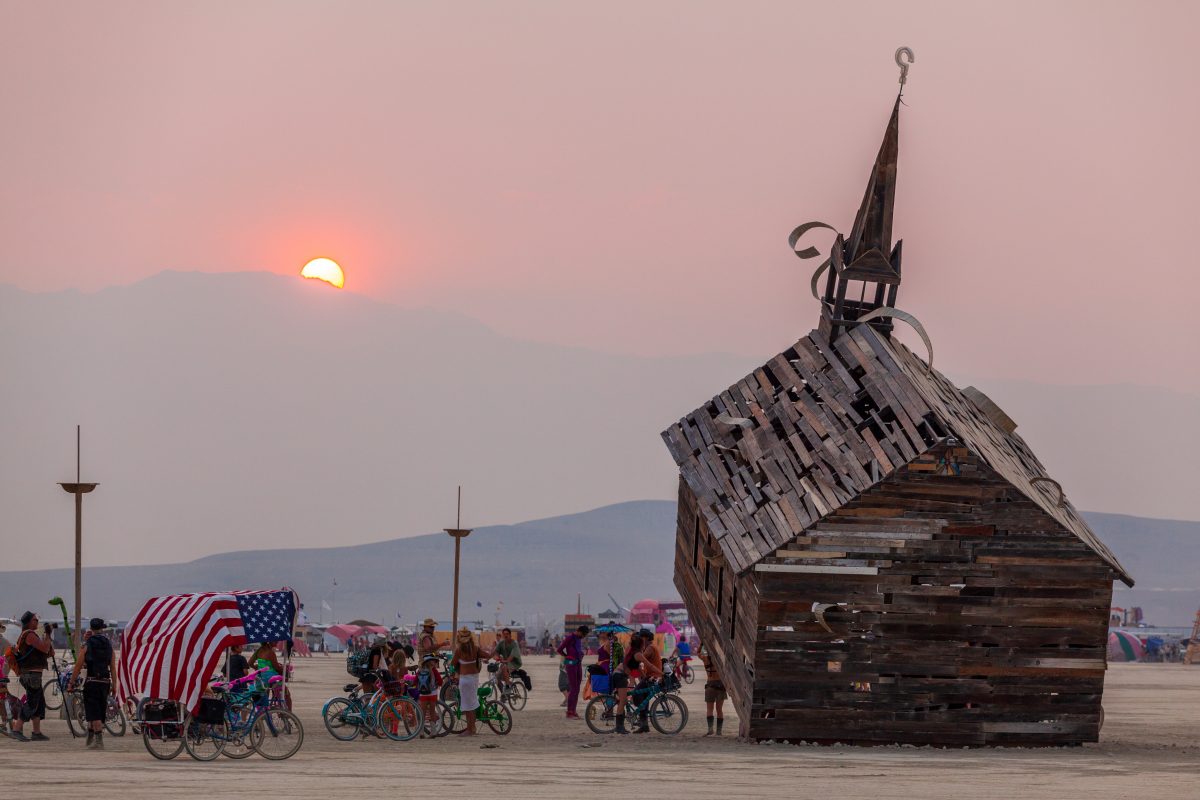 Church Trap by: Rebekah Waites from: lakewood, CA year: 2013  Church Trap is an interactive wonderland for the religiously rebellious. A large-scale decaying church, tipped on its axis like a box trap. Not only does it push participants to ask the question "why", but it also invites the...