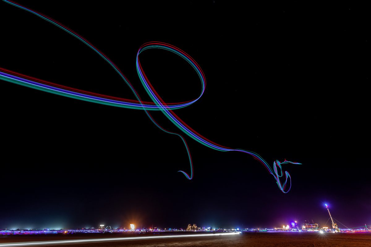 Light trails from a drone.