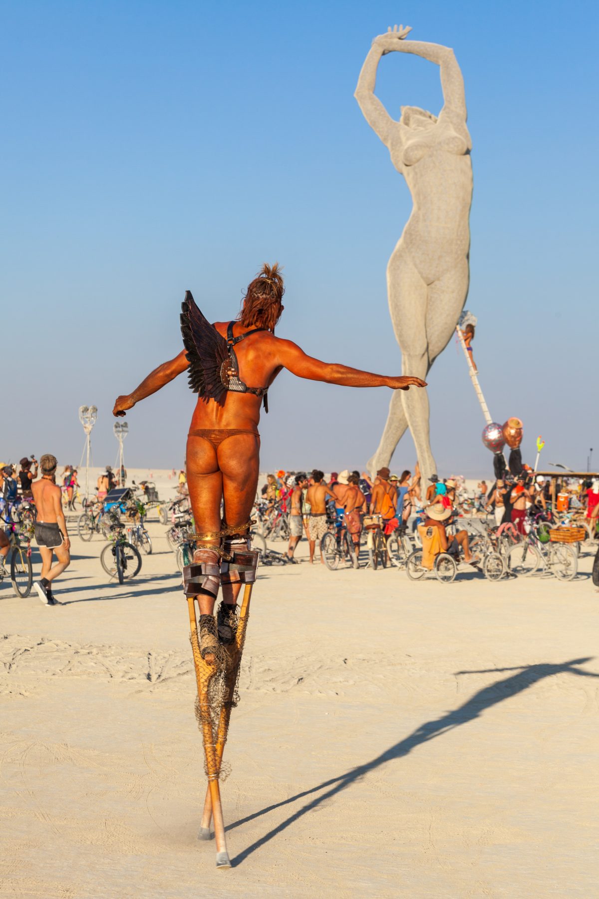Burner On Stilts and Truth is Beauty by Marco Cochrane.  Truth is Beauty by: Marco Cochrane from: Mill Valley, CA year: 2013  Truth is Beauty is the second sculpture in a three-part series featuring singer/dancer Deja Solis, the first of which was Bliss Dance (2010). For Truth is Beauty, Deja sta...