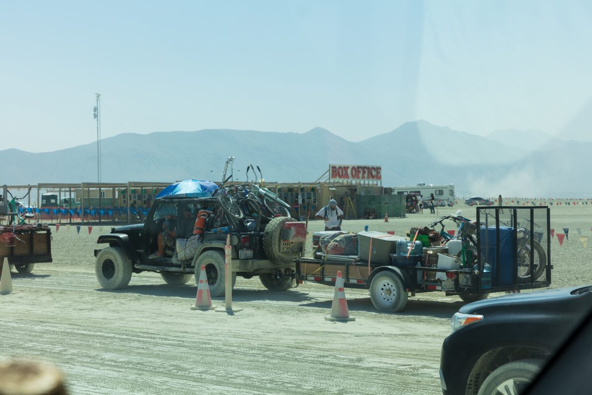 Jeep with trailer and Box Office