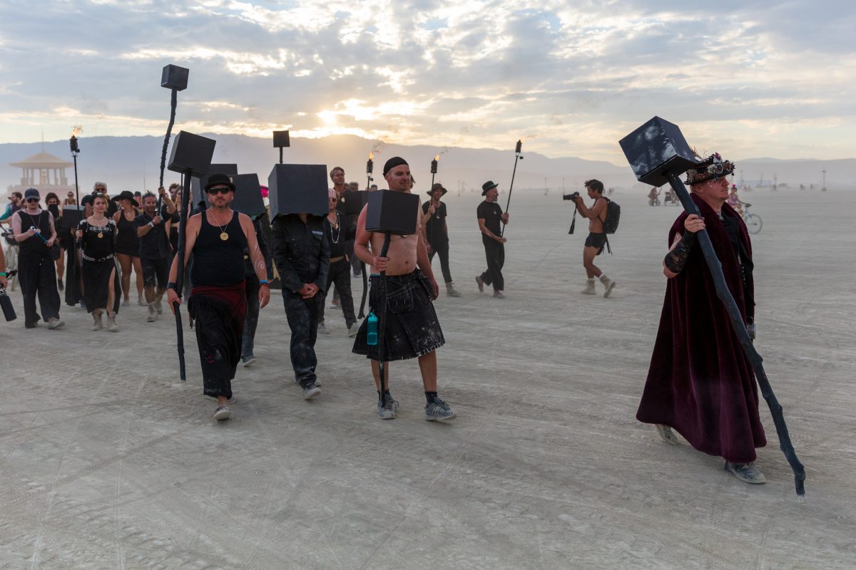 Solipmission - An Initiation Into Future Realities by: Dadara from: Amsterdam, Netherlands year: 2017  A small crew of artists will be locked up inside a black box for the entire week of the event. They will create a virtual Burning Man on the inside walls without ever viewing the outside, just b...