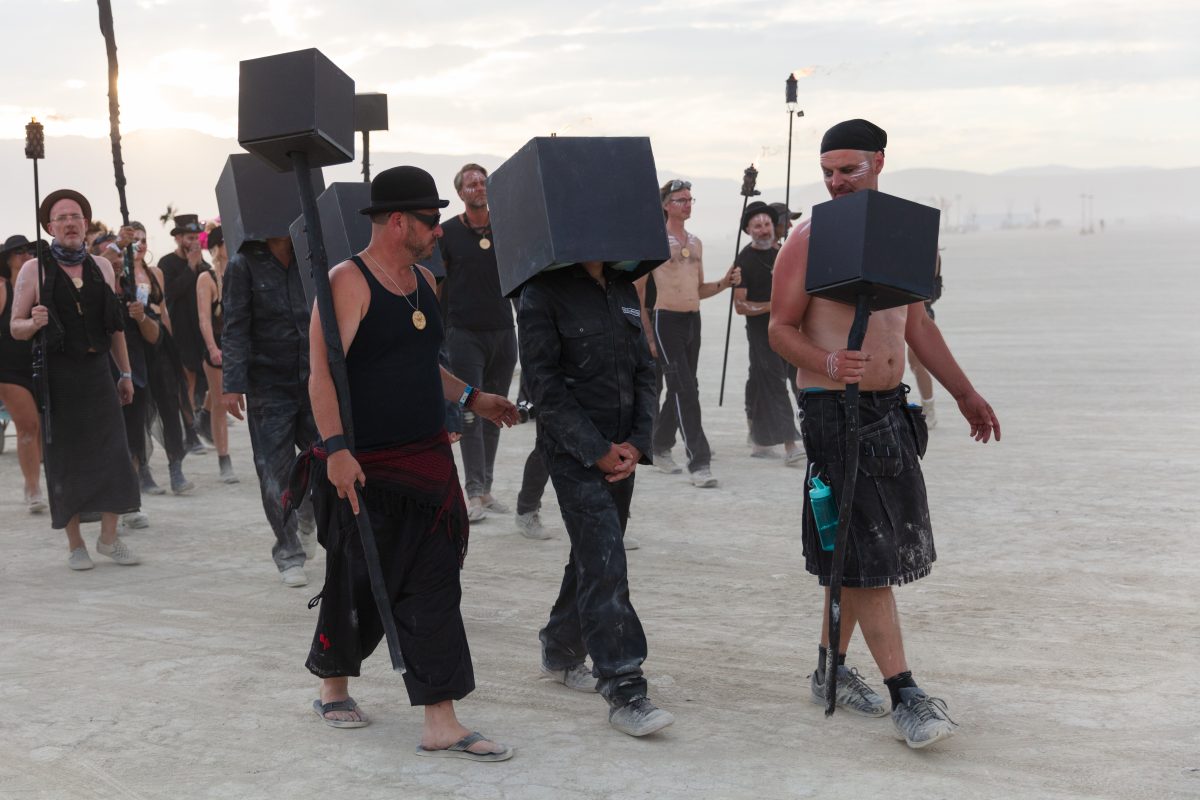 Solipmission - An Initiation Into Future Realities by: Dadara from: Amsterdam, Netherlands year: 2017  A small crew of artists will be locked up inside a black box for the entire week of the event. They will create a virtual Burning Man on the inside walls without ever viewing the outside, just b...