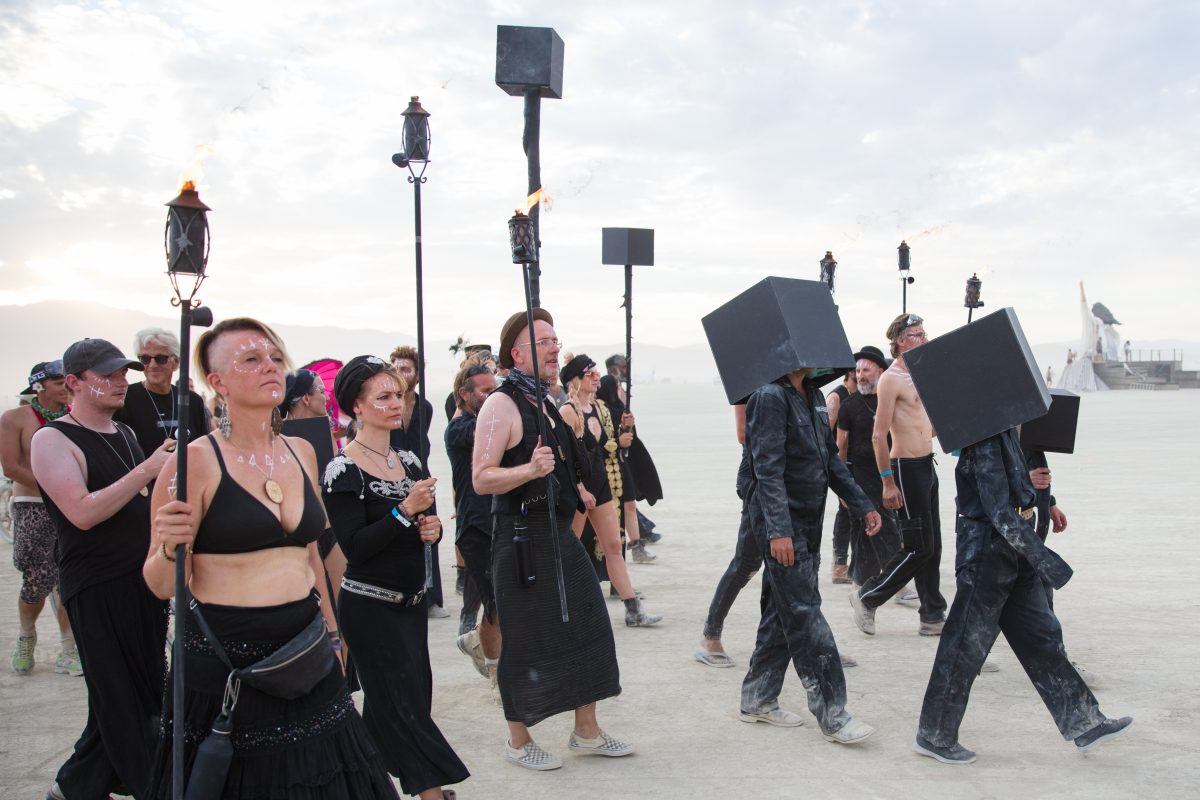 Solipmission - An Initiation Into Future Realities by: Dadara from: Amsterdam, Netherlands year: 2017  A small crew of artists will be locked up inside a black box for the entire week of the event. They will create a virtual Burning Man on the inside walls without ever viewing the outside, just b...