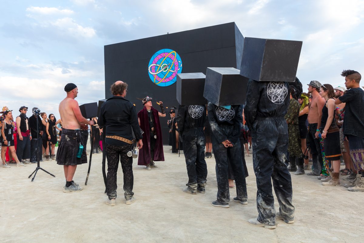 Solipmission - An Initiation Into Future Realities by: Dadara from: Amsterdam, Netherlands year: 2017  A small crew of artists will be locked up inside a black box for the entire week of the event. They will create a virtual Burning Man on the inside walls without ever viewing the outside, just b...