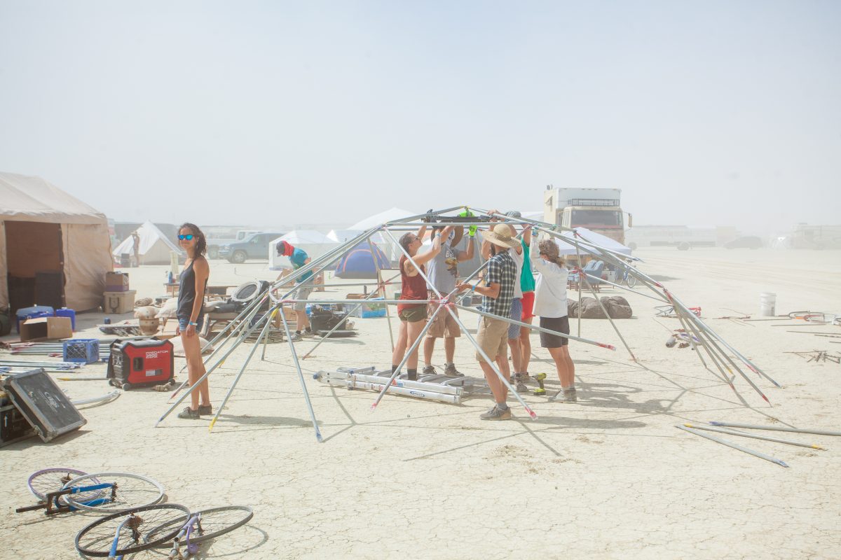 Burners building a dome.