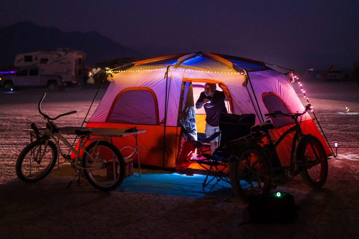 My friend Danee as he finishes setting up the tent.