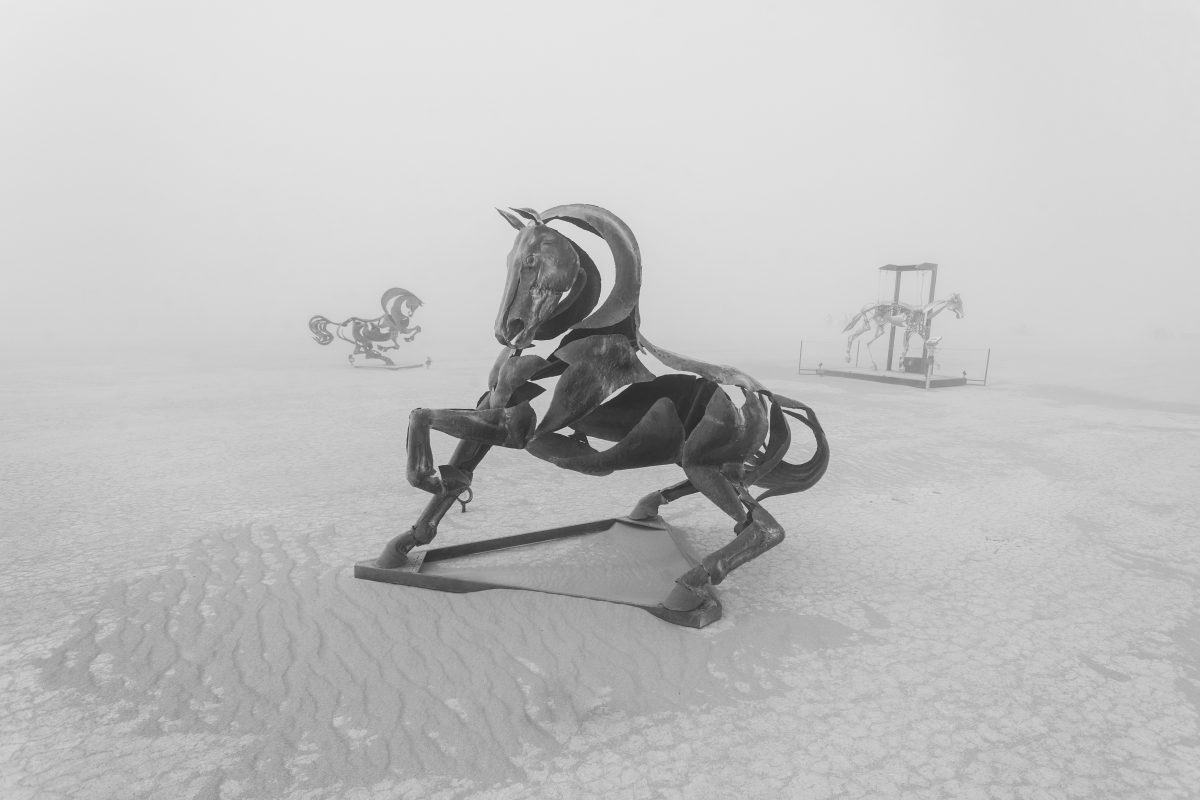 Iron Horses Galore by: Adrian Landon from: NEW YORK, NY year: 2018  Metal sculptor Adrian Landon brings forth to you his expression, through steel and blood sweat and tears in the making, of his experience and close connection to the incredible and unique majestic animal that most people once kne...