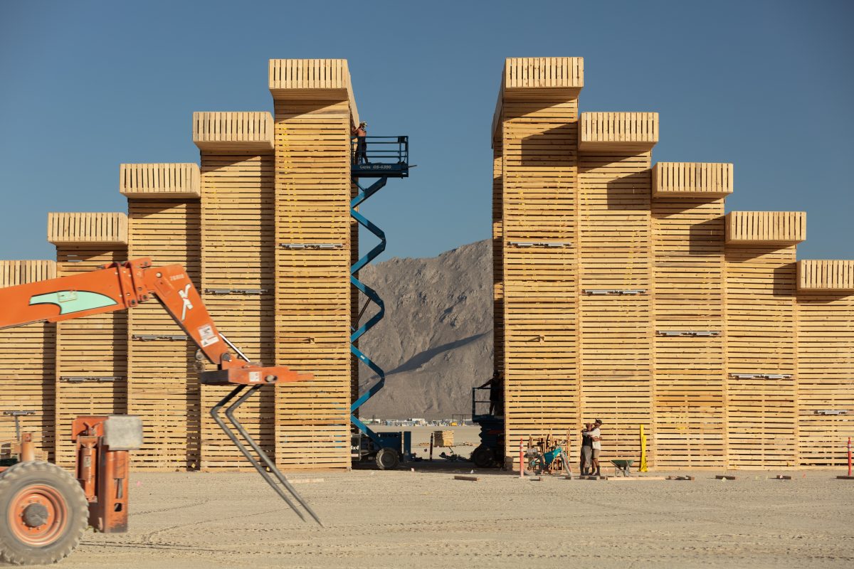 The Temple of Direction by: Geordie Van Der Bosch from: San Francisco, CA year: 2019  The Temple of Direction is organized linearly. It recreates a restricted passage which expands in the center into a large hall. This is a response to the openness of the playa; it creates a space traveled end to...