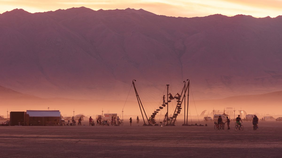 Stone 27 by: Benjamin Langholz from: California & Berlin, Germany year: 2019 Confront nature and yourself as you journey along 27 stones floating above the Playa. Step into an alternate reality where destructive energy has been harmonized with nature to create moments of physical and mental e...